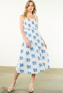 Abby Tie Strap Flower Print THML Dress