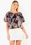 THML Annmarie Pattern Cinched Waist  Top