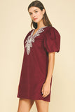 PINCH Farah Corduroy Embroidery Detailed Mini Dress
