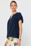 Sasha Navy Flutter Sleeve Current Air Blouse