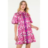 Nadine Button Up Print THML Dress