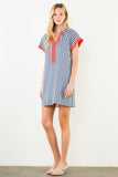 THML Angie Short Sleeve Striped Detail V Neck Dress