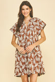 PINCH Adeline Embroidered Leaf Cap Sleeve Mini Dress