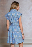 Kristella Shirt Collar Button Down Print Midi Current Air Dress