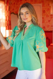 Remi Stitches V Neck Floral Embroidered VOY Top