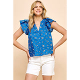 Tina Short Sleeve Buttondown Pinch Top