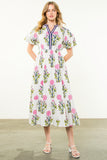 Nicole Puff Sleeve Flower Print Maxi THML Dress