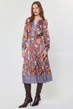 Mayra Long Sleeve Key Hole  Midi Current Air Dress