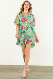 Lyona Puff Sleeve Flora THML Dress