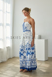 Nora Sleeveless Border Print Maxi Skies are Blue Dress