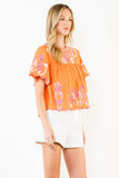 THML Avani Short Sleeve Embroidery Detail Top