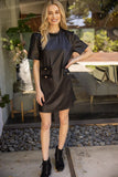 Daniela Braid Neck Double Pocket Leather VOY Dress