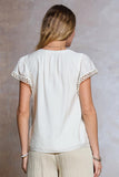 Zahra Off White Embroidered Sleeve Current Air Blouse