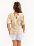 Gracie Floral Petal Textured Satin Tie Back VOY Top