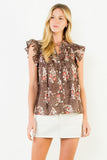THML Monica Flutter Sleeve Floral Smocking Top