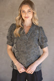 Evelyn Ruffled Neckline Floral VOY Top