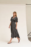 Elliana Unbalanced Skirt Floral Print Maxi Grade and Gather Dress