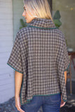 Madelyn Cowl Neck Contrast Binding Detailed Houndstooth VOY Poncho