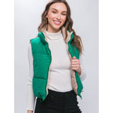 Love Tree Cropped Reversible Puffer Vest Green and Cream