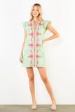 THML Sasha Flutter Sleeve Floral Embroidery Detail Dress