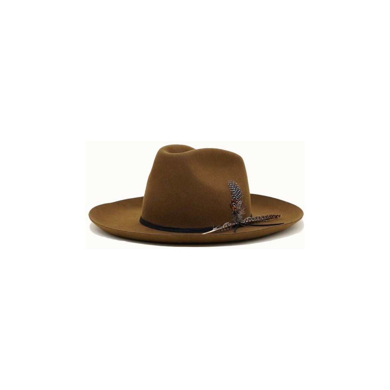 Olive & Pique - Western Cowboy Hat, 100% Wool Felt, Feather 