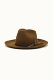 Olive & Pique - Western Cowboy Hat, 100% Wool Felt, Feather Trim, Cognac Hat