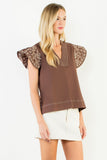 THML Geneva V Neck With Stitching on Sleeve Top