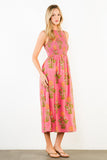THML Lucy Sleeveless Smocked Pattern Midi Dress