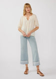 Lovestitch Kinsley Short Puff Sleeve Button Down Top