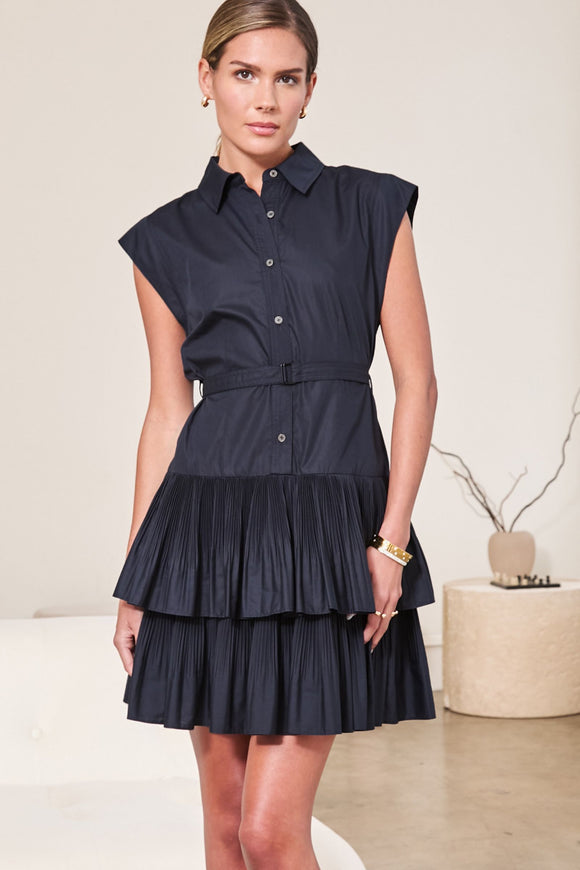 current air denim dress AKNVAS Eryn Midi Denim Dress With 3d Rose Detail in Blue Denim