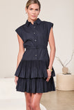 Yanya Button Down Tiered Current Air Mini Dress