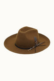 Olive & Pique - Western Cowboy Hat, 100% Wool Felt, Feather Trim, Cognac Hat