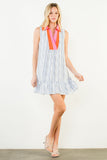THML Alexis Sleeveless Striped Pattern V Neck Dress