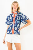 THML Joy High Collared Vase Print Top