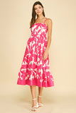 PINCH Sorya Bold Floral Printed Tiered Midi Dress