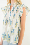 THML Marcia Flutter Sleeve Floral Pattern Top