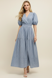 PINCH Lara Striped Puffed Sleeve Tiered Maxi Dress
