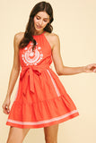 PINCH Blaire Halter Floral Embroidered Mini Dress