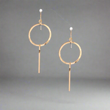 Bella Hammered Gold Circle and Bar Earrings