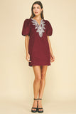 PINCH Farah Corduroy Embroidery Detailed Mini Dress