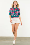 Rossana Floral Knit Short Sleeve THML Top