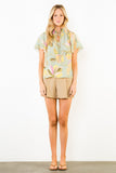 THML Camila Flowy Flower Top With Tie Front