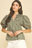 PINCH Jaylan Paisley Print V Neck Blouse