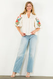 Hayden Embroidered Puff Sleeve THML Top