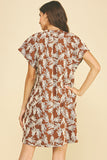 PINCH Adeline Embroidered Leaf Cap Sleeve Mini Dress