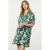 Aurora Puff Sleeve Flower Print Midi THML Dress