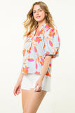 Everette Striped Floral Puff Sleeve THML Top