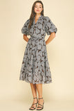 PINCH Sharon Floral Button Down Tiered Midi Dress
