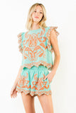 THML Lizeth Flutter Sleeve Embroidery Detail Top