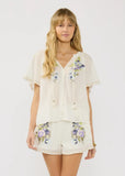 Lovestitch Lilly Floral Embroidered Button Down Top